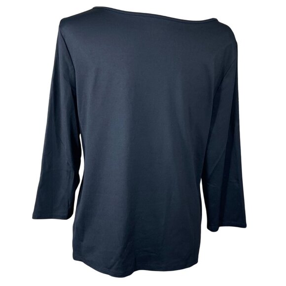 Peck & Peck Essentials Top Black Stretch Size L Large - Picture 3 of 5